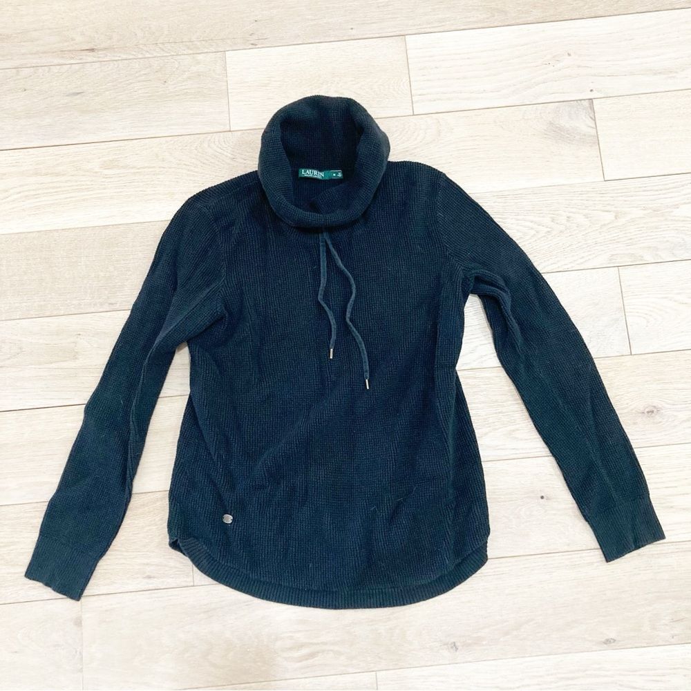 Ralph Lauren Black Pullover Sweatshirt with Drawstring Neck
